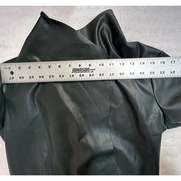 Alfani Womens Open Front Faux Leather Suede Jacket Medium Dark Forest New $89 - Picture 6 of 8